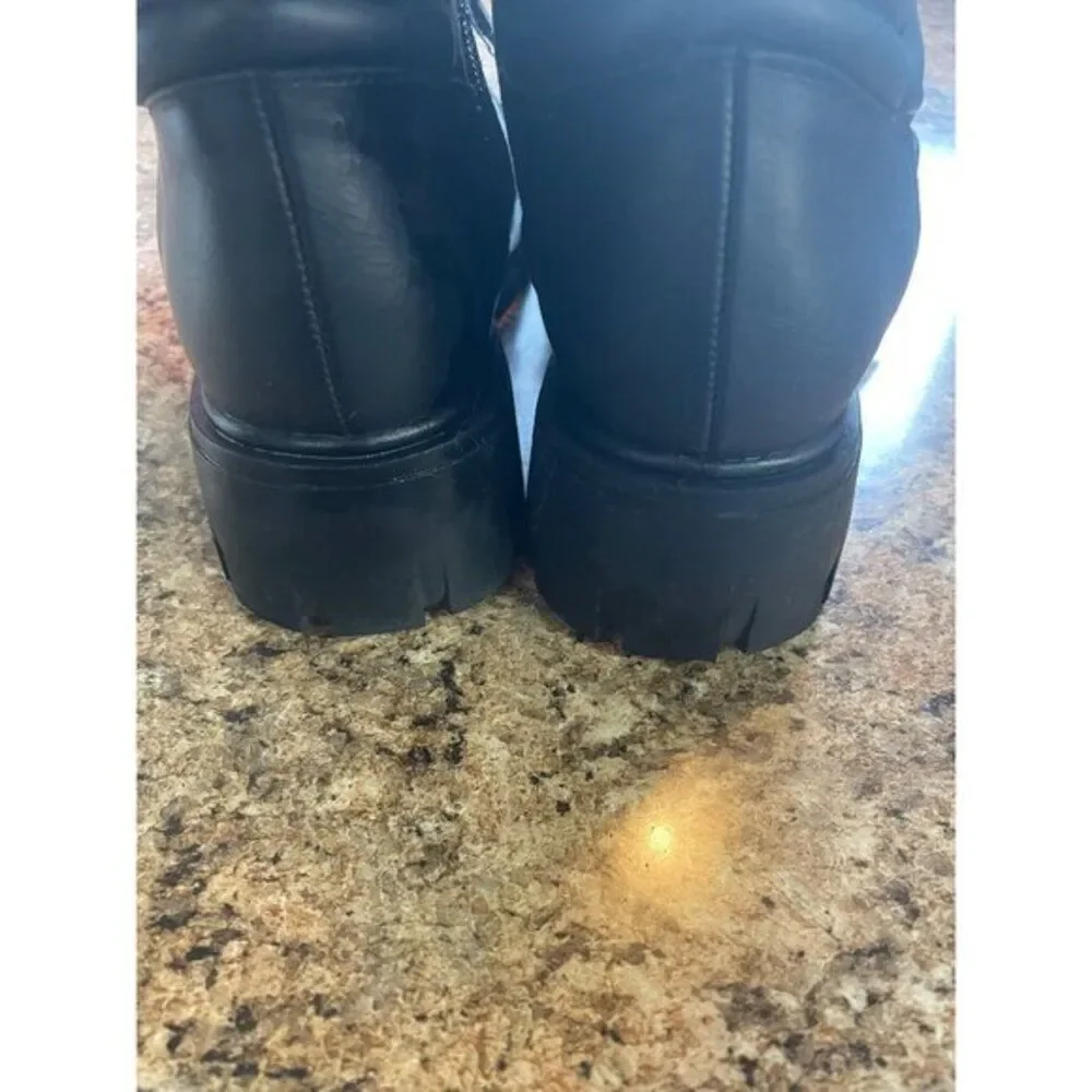 Black‎ Lace Up Ankle Boots Lug Sole Combat Style Motorcycle Fashion